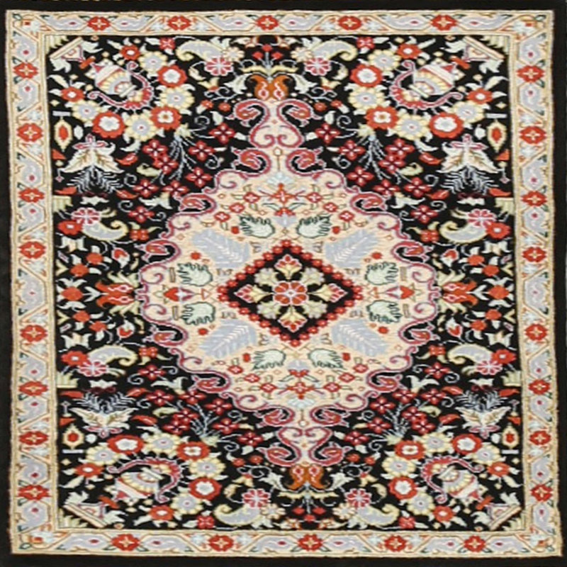 Tapis à motif oriental crème, Rond 3 pi