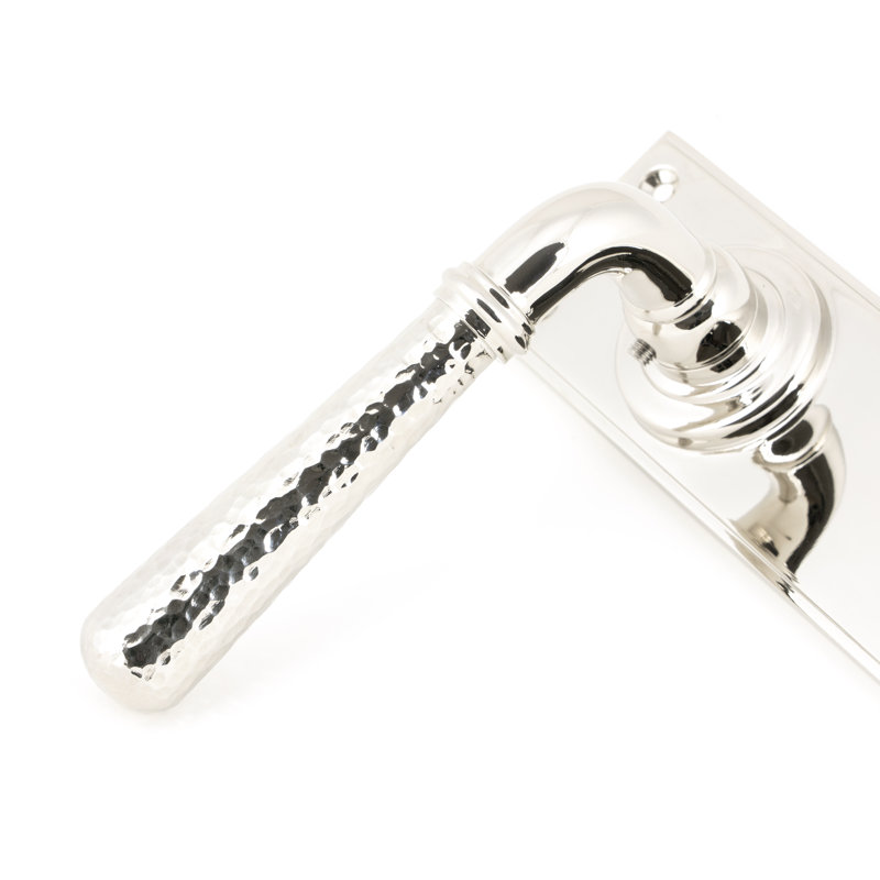 Hammered Newbury Double Dummy Door Handle, Polished Nickel