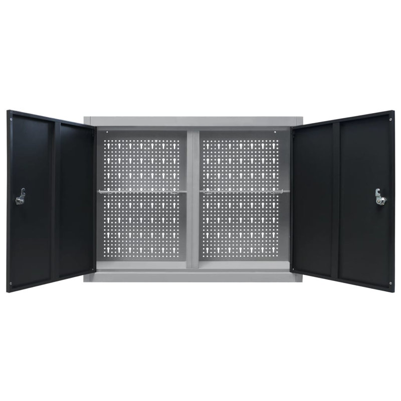 Armoire à outils murale de style industriel en métal gris et noir