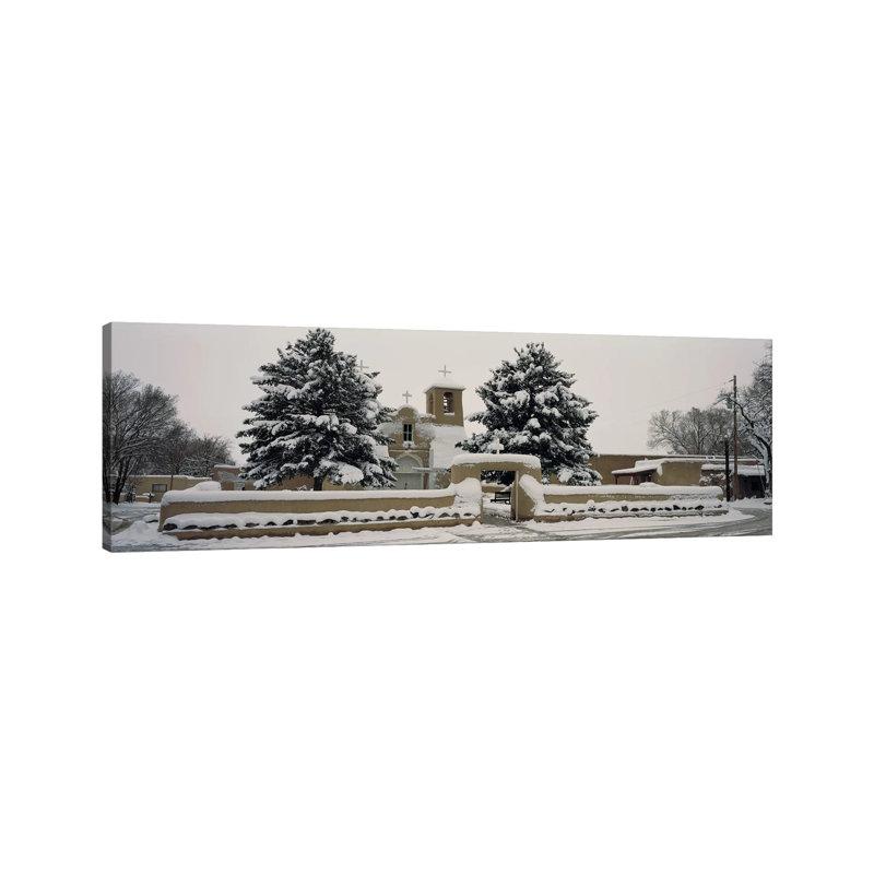 Facade of a Church, San Francisco De Asis Church, Ranchos De Taos, Taos, New Mexico, USA 1 Piece Wrapped Canvas Panoramic Wall Art