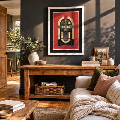 Vintage Jukebox Art Deco - Framed Print