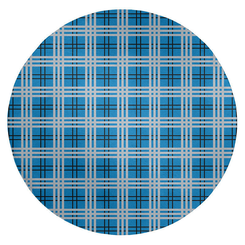 Plaid Indoor Rug, Round 5'