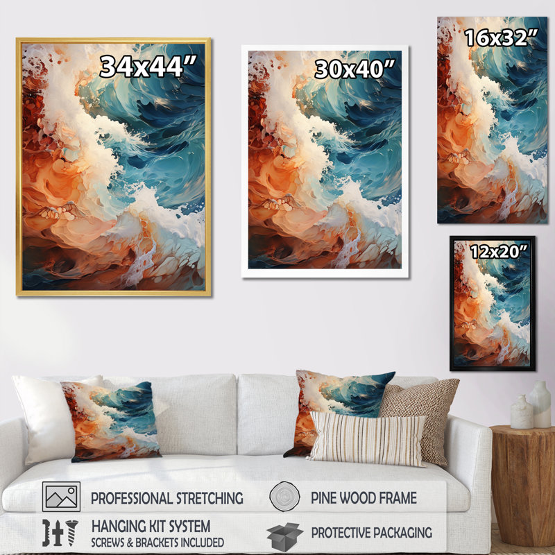 «Beach Photo Sunlit Waves III», reproduction sur toile, L 16 po x H 32 po, Toile tendue