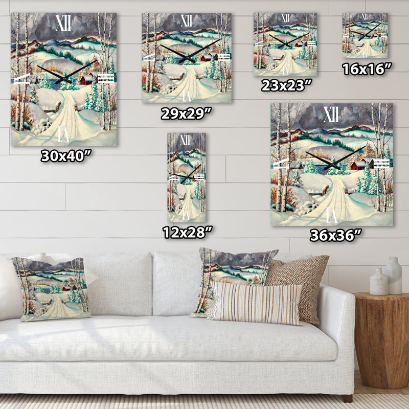 Horloge murale Snowy Road, Petit