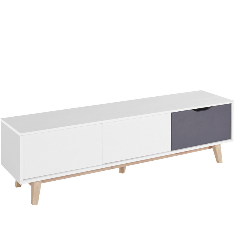 Damaris Unfinished TV Stand for TVs up to 70", White/Grey
