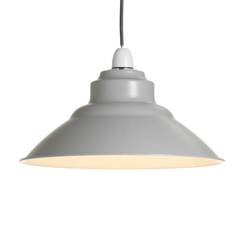 14cm H Metal Bowl Pendant Shade ( Screw On ), Soft Grey