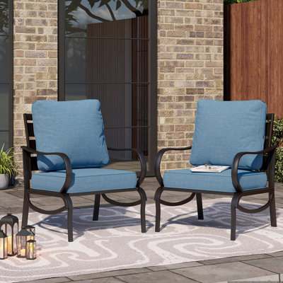 Chaise de patio en métal avec coussins Argirios (ensemble de 2)