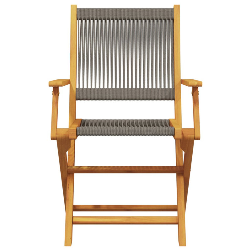 Ensemble de bistro d'extérieur 3 pièces vidaXL en polypropylène et bois massif, Gris