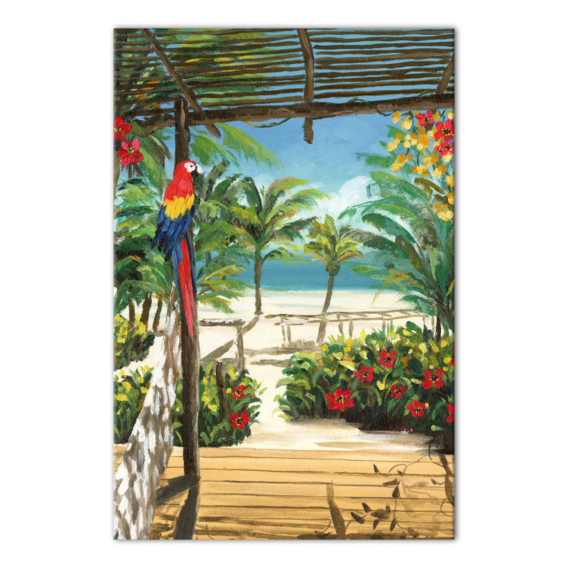 Porche tropical sur toile, H 36 po x l 24 po x P 1,25 po