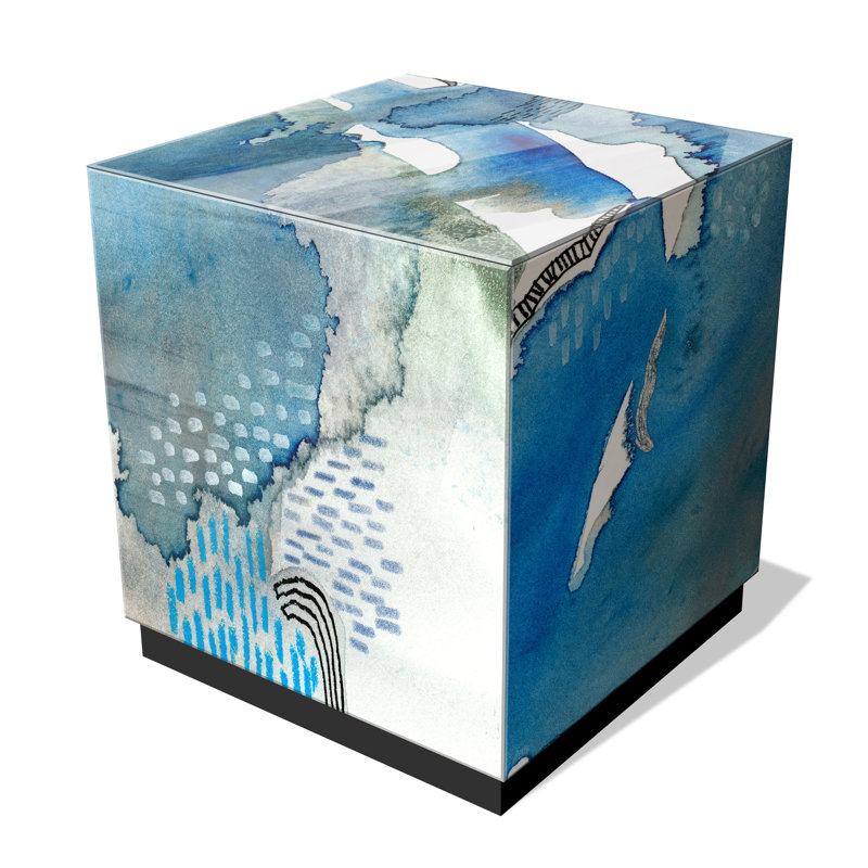 Subtle Blues Beveled Art Glass Lamp Table