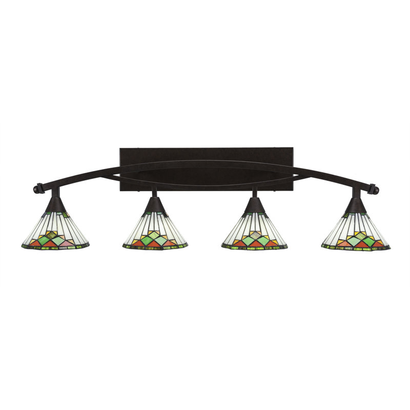 Barre d'éclairage de salle de bain 4 lumières avec verre de 7 po Eisenhauer, Bronze