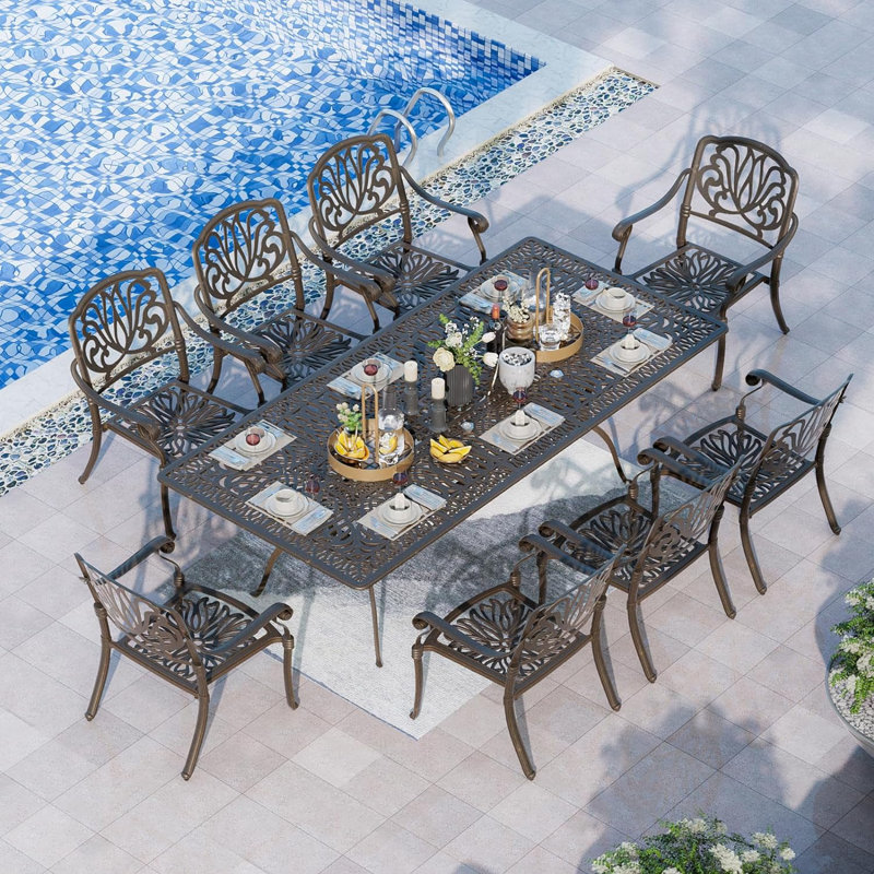 Andromachi 8 - Person Patio Dining Set with Rectangular Table