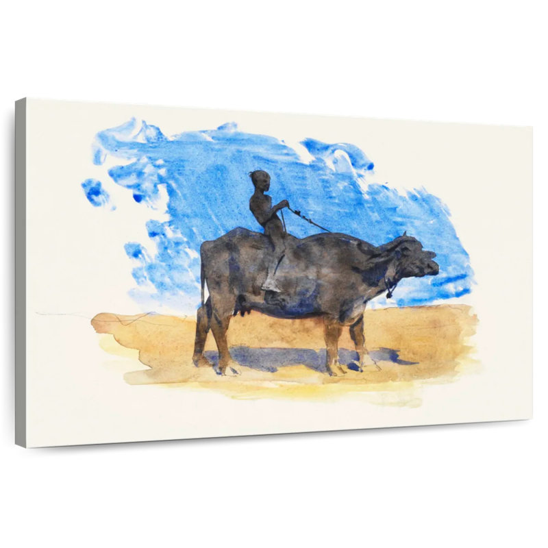 Brampt Boy On Water Buffalo From Scrapbook 1879, 16" H x 24" W