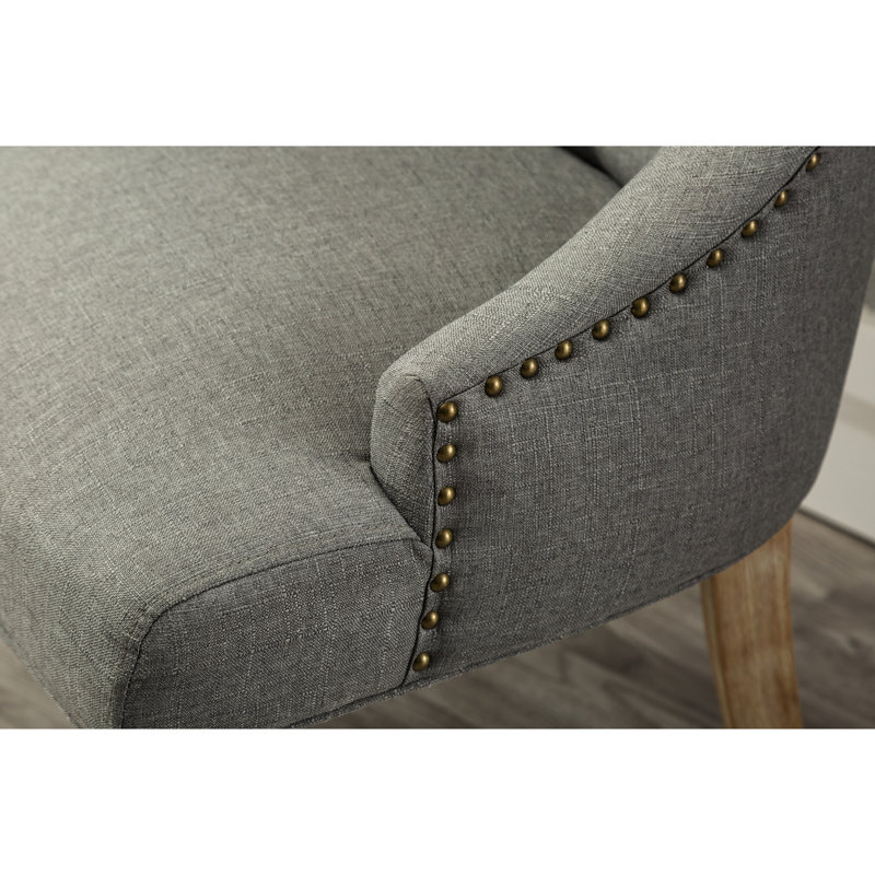 Chaises à oreilles grises à oreilles gris, 2 pièces - Construction en bois massif avec têtes de clou attrayantes, Gris