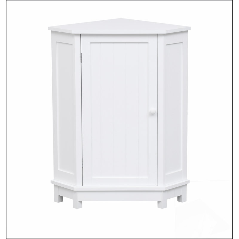 Armoire de salle de bain blanche avec tablette réglable pour le rangement en coin, panneau de fibres à densité moyenne moderne pour une utilisation efficace de l'espace