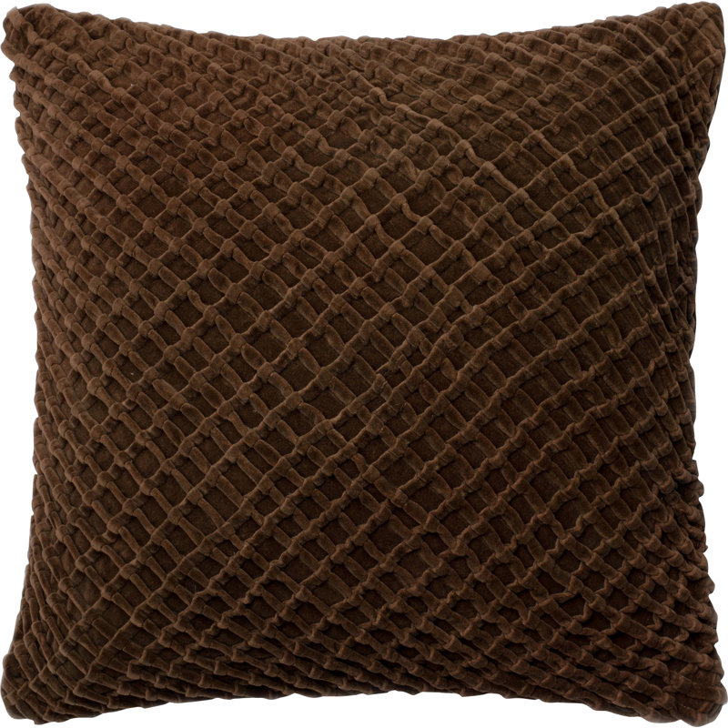  Velvet Throw Pillow, Down, Brown