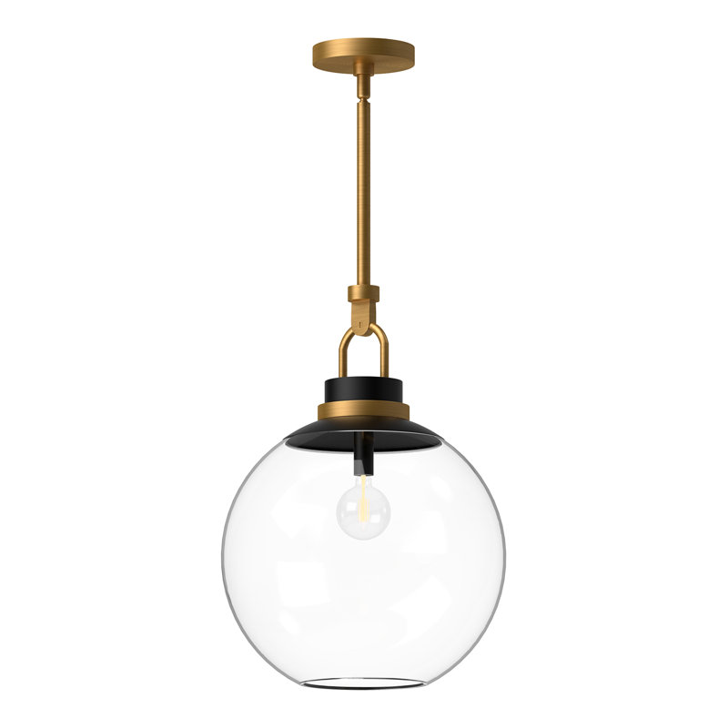 Luminaire suspendu simple Copperfield, Doré vieilli, Transparent