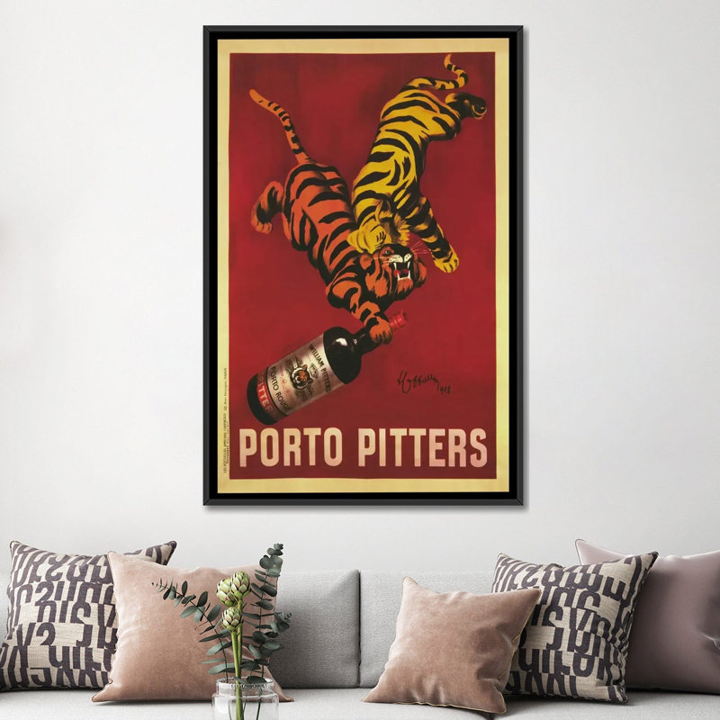 Toile rétro, art mural porto, H 26 po x l 18 po x P 1,5 po, Toile avec cadre noir, Pas de tapis