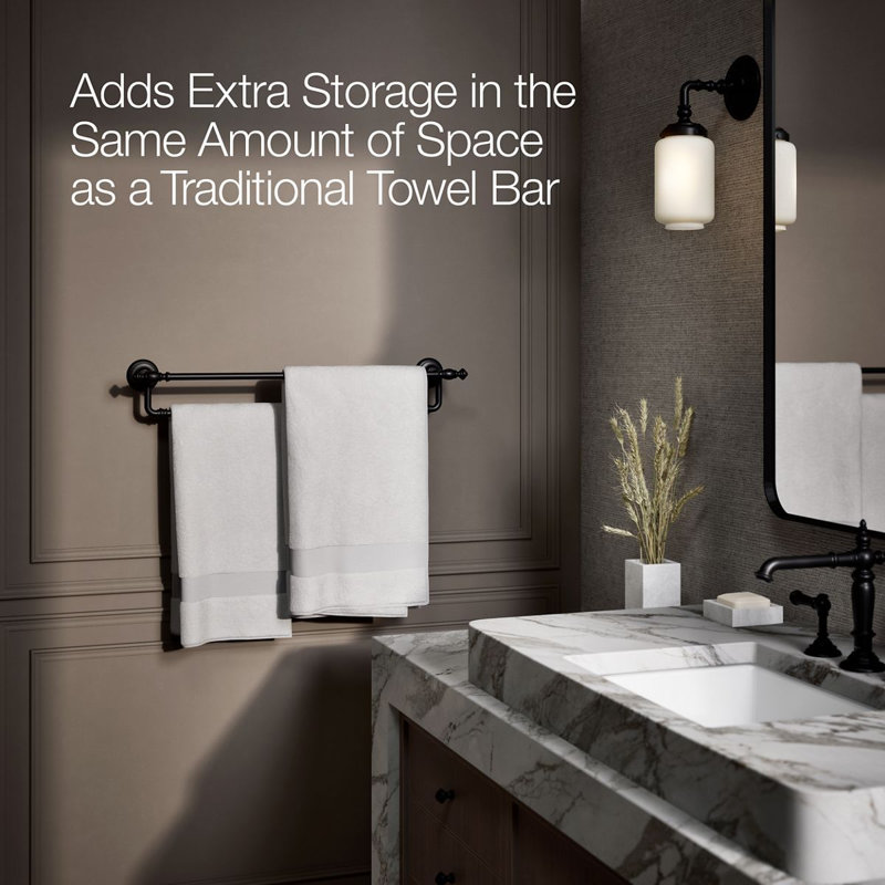 Artifacts® Double 24" Wall Mounted Towel Bar, Matte Black