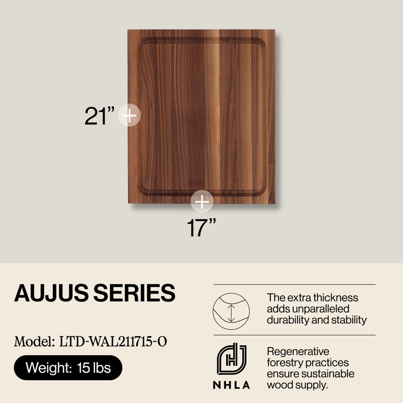 John Boos BBQ Collection Reversible Wood Cutting Board, 21" x 17", Walnut