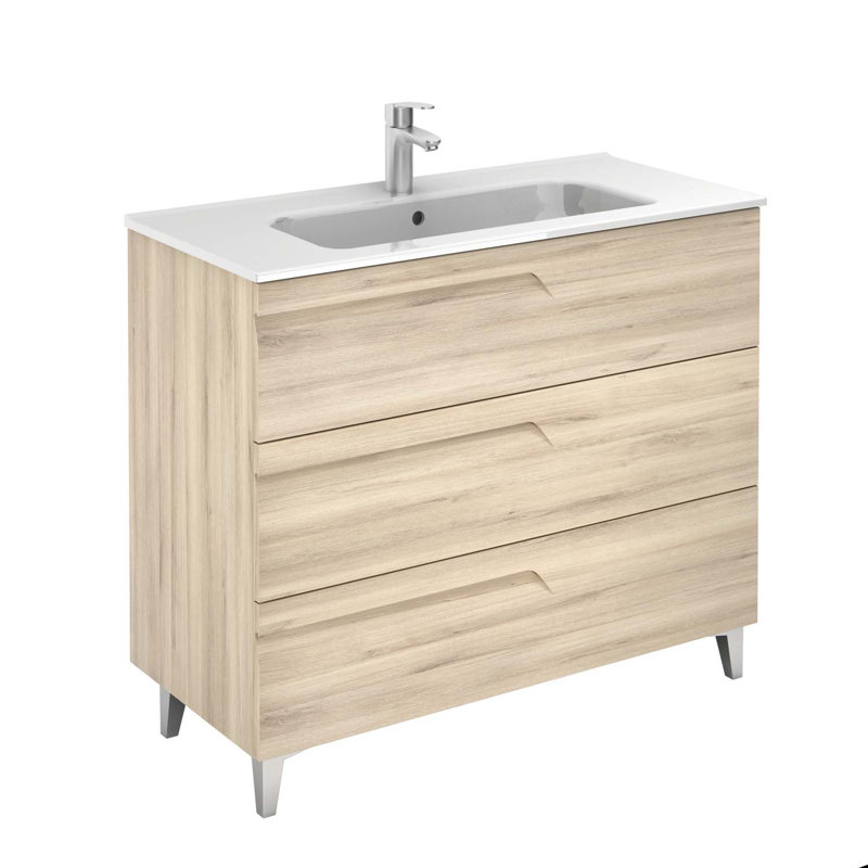 Ensemble de meuble-lavabo de salle de bain simple 40 po Alejandro, Beige naturel