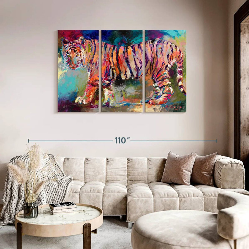 Tigre royal du Bengale sur toile, ensemble de 3 pièces, H 48 po x l 74 po x P 1,25 po