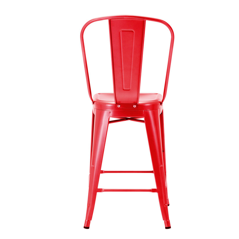 Tabouret de bar galvanisé Iyasia, 24 po, Rouge