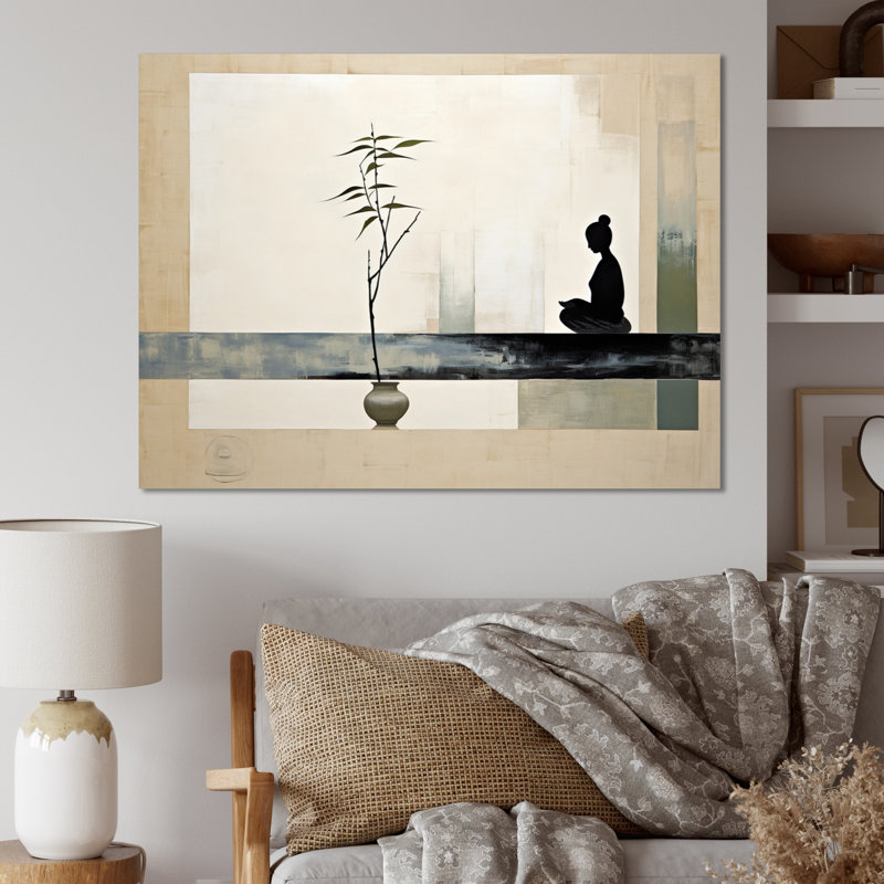 Mahmod Asian Art Modern Zen I - Art asiatique, art mural, H 24 po x l 32 po, Sans cadre, Toile tendue