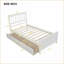 Lit plateforme simple en pin avec 2 tiroirs - blanc / gris, sans sommier