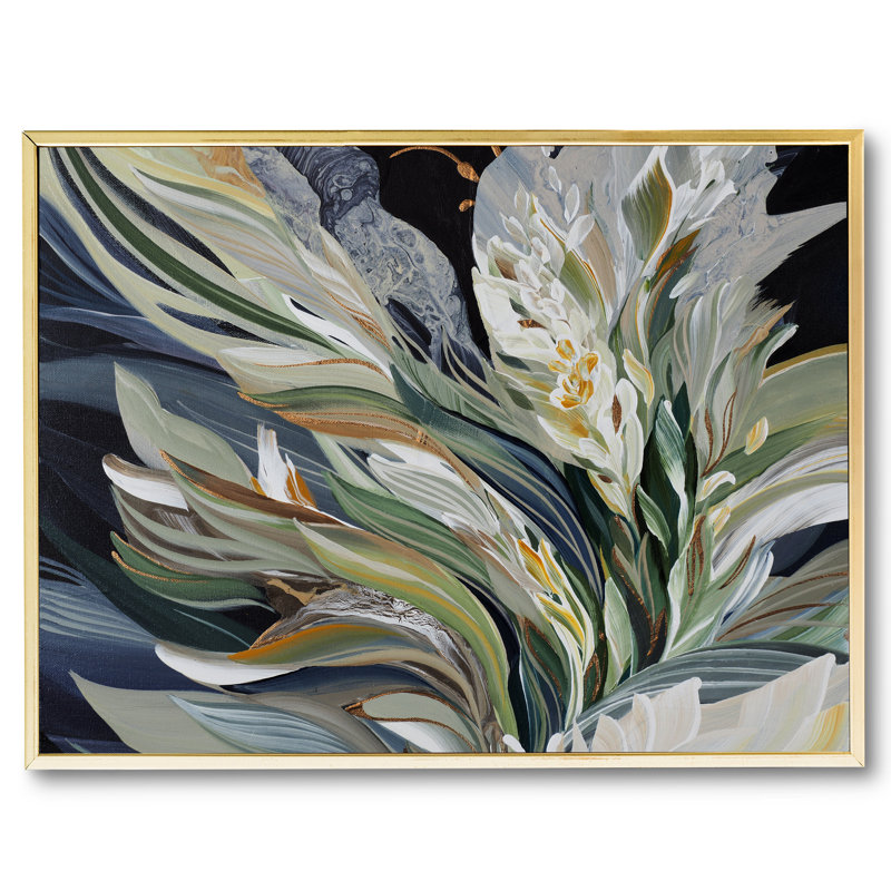 Magnolia Champaca par Novi Lim, Toile avec cadre flottant or, Pas de tapis, 18" H x 24" W