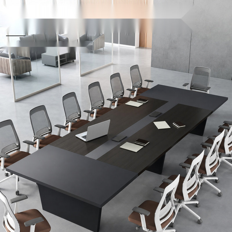 Table de conférence ergonomique moderne avec gestion des câbles et conception polyvalente, 29.5" H x 118.1" L x 51.2" W