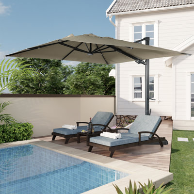 Parasol rectangulaire en porte-à-faux avec leviers à manivelle inclus 118,11 po x 118,11 po Slovin