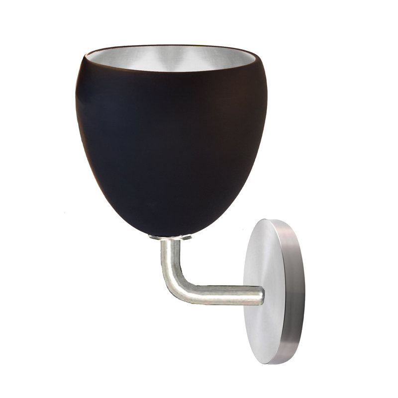 1 - Light Armed Sconce, Matte Black/Silver, Nickel, No Bulb