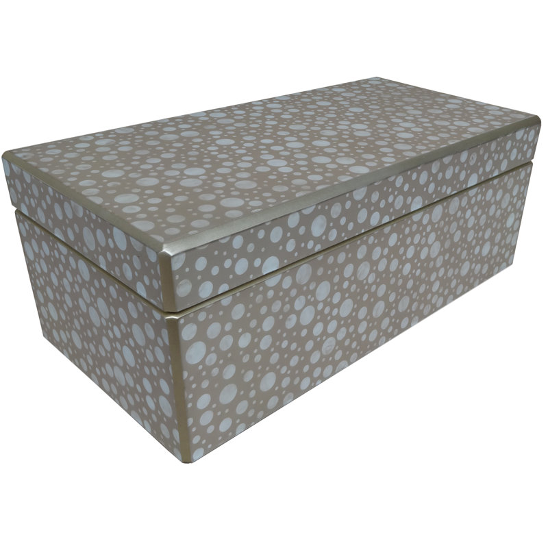 Sand Reverse Painted Mirror Jewelry Box with Wood Edges
