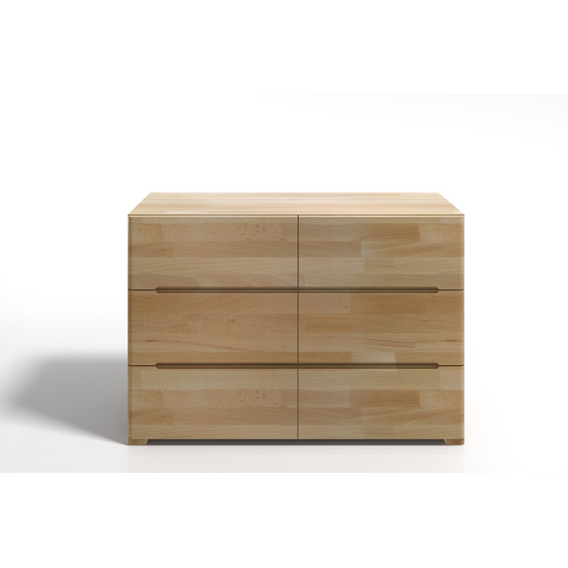 Vernon Solid Wood 120cm W 6 - Drawer Chest of Drawers, Natural