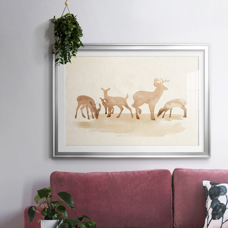 Whitetail Herd II, reproduction d'art encadrée, Argent, H 19 po x l 27 po x P 1,5 po