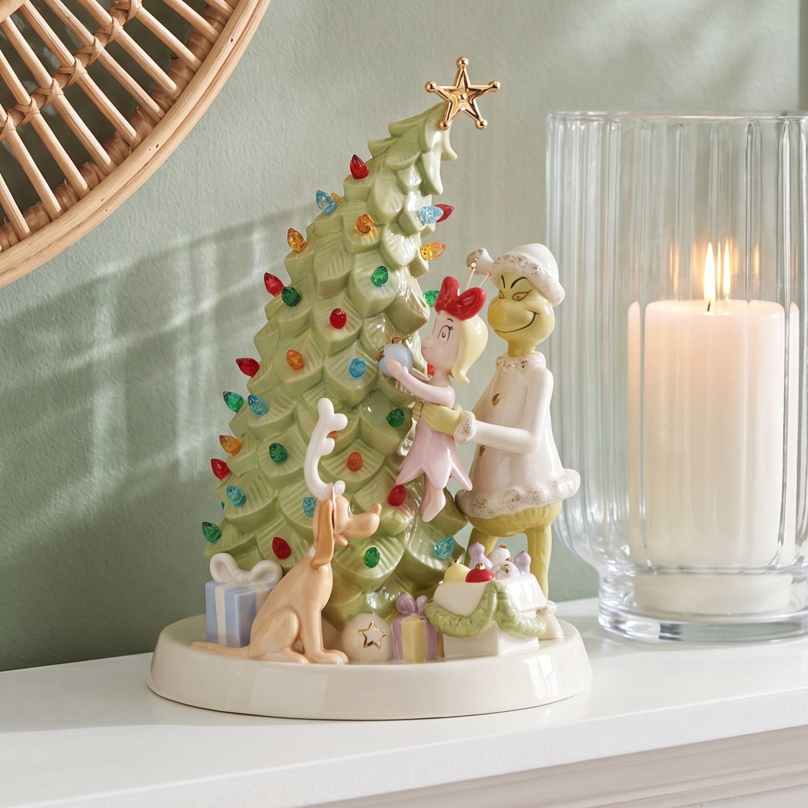 Merry Grinchmas Trimming The Tree Lit Figurine