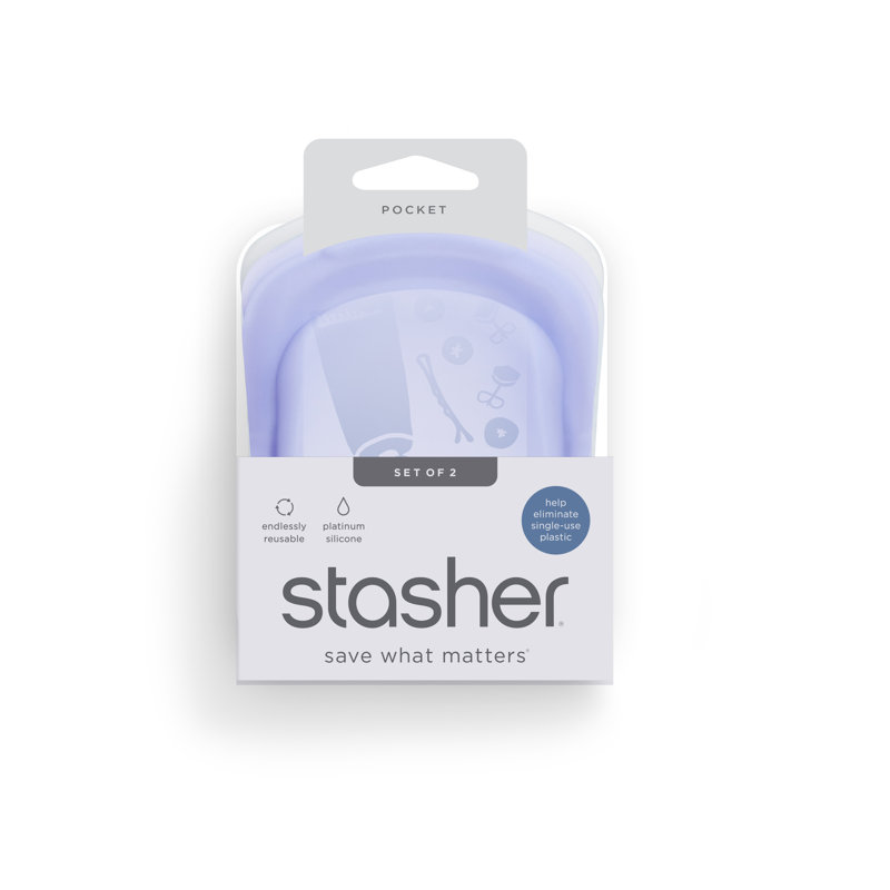 Stasher Pocket Bag, Clear/Lavender