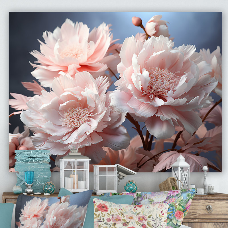 Jardin rose de délices de pivoine I, Toile tendue, H 30 po x l 40 po x P 1,5 po