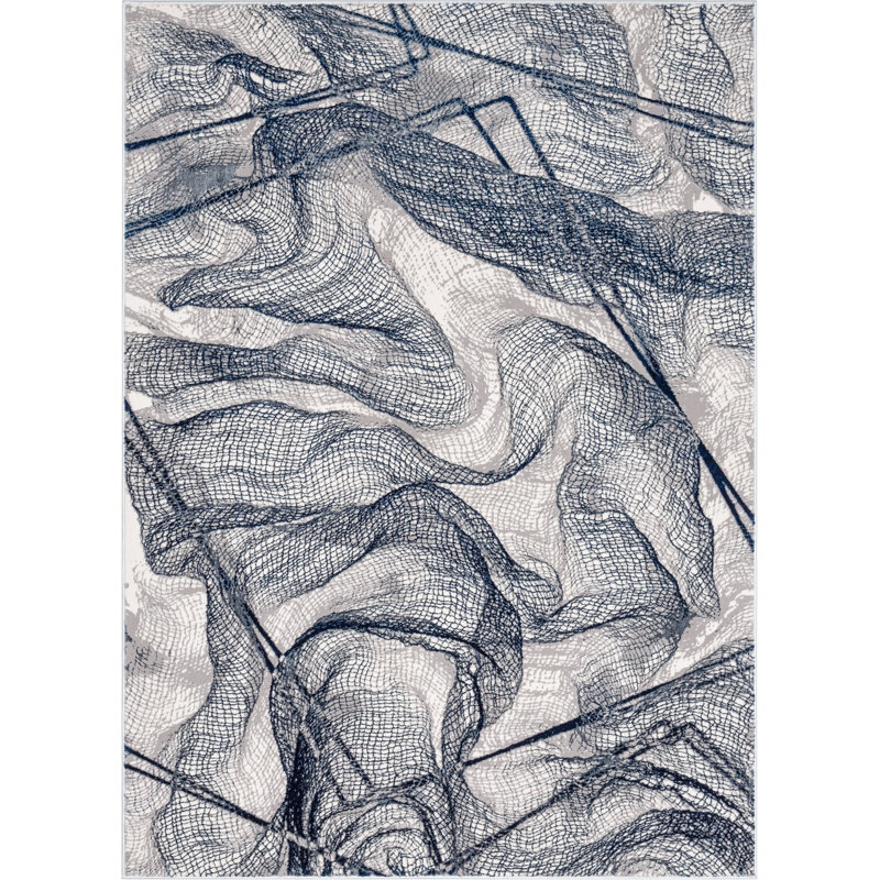 Well Woven Cairo Gillian Abstract Modern Blue Rug, Rectangle 120 x 160 cm