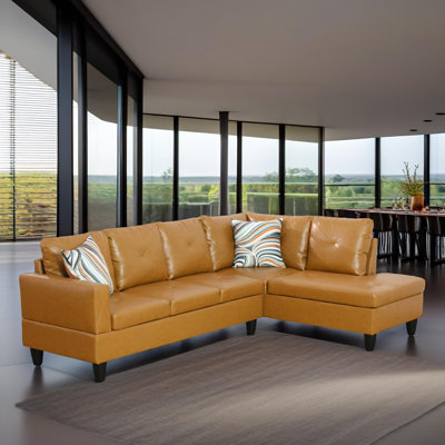 Monaco Vegan Leather 2-Piece Sectional Sofa Set With Chaise