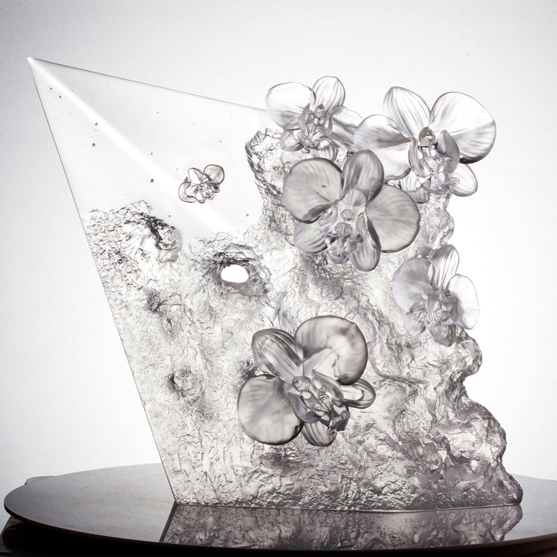 LIULI Crystal, Orchid Sculpture, Artist Edition | Orchid in the Ravine