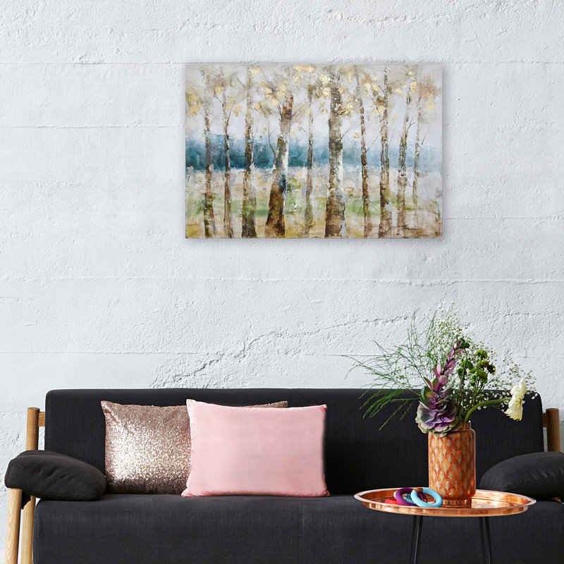 Forêt dorée - peinture sur toile tendue, H 24 po x l 36 po x P 1,5 po