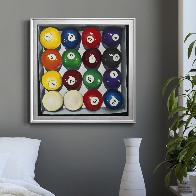 Retro Billiards - Reproduction d'art graphique sur toile encadrée, H 22,5 po x l 22,5 po x P 1,5 po, Blanc