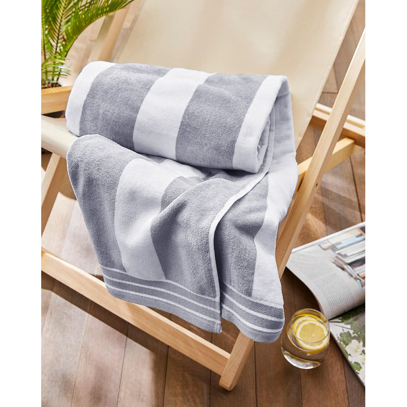 Jorah Large Cabana Stripe Beach Towel, Grey