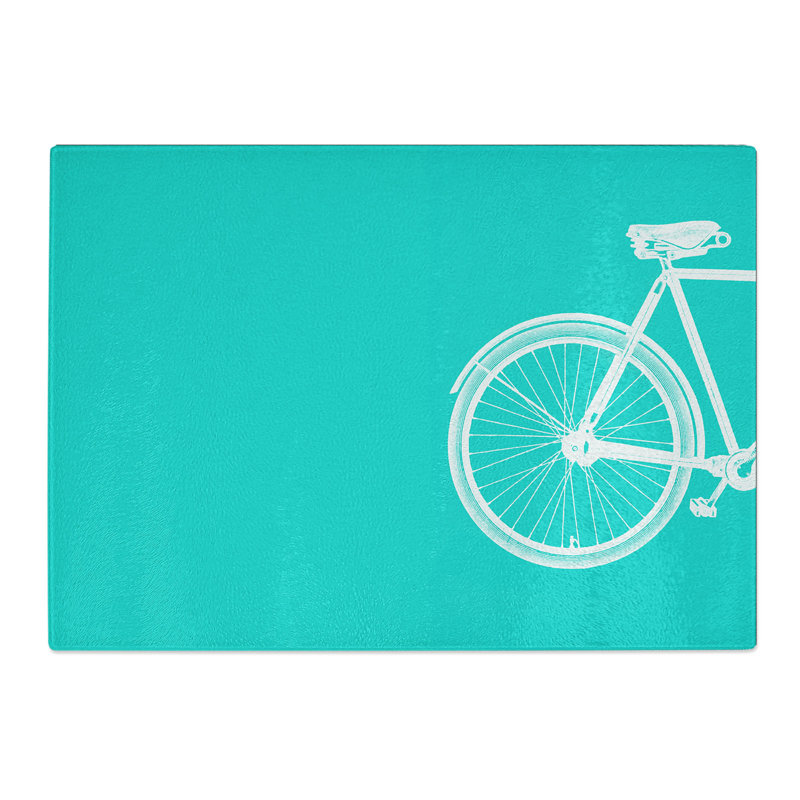 Bicycle Abstract No.1 Teal Chopping Board, 0.4cm H x 20cm W x 28.5cm L