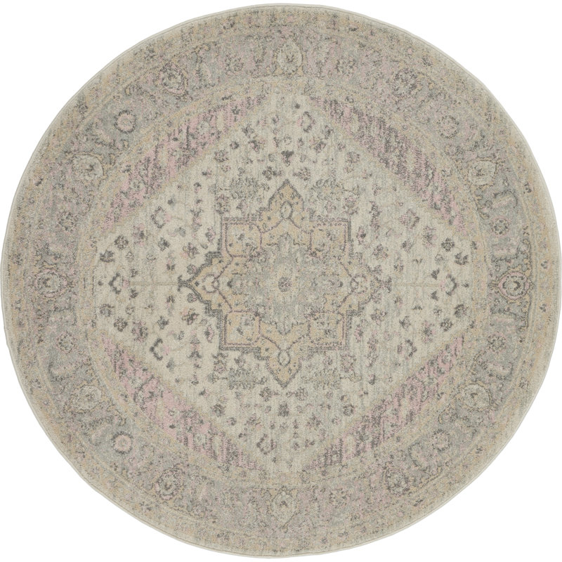 Tapis ivoire moderne Deedra, Rond 5 pi 3 po