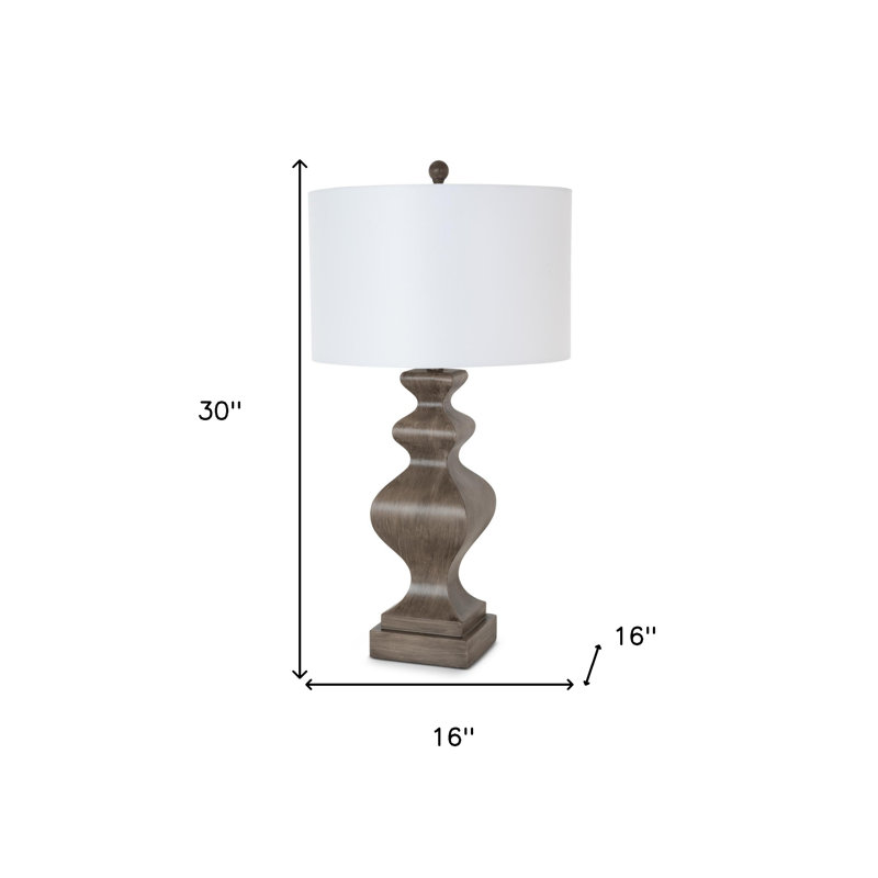 Set of Two 30" Distressed Brown Table Lamp With White Cone Shade