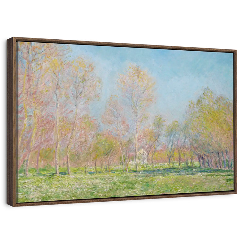 Le printemps à Giverny en 1890, Cadre flottant en noyer, 31 po x 21 po