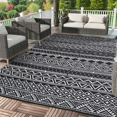 Outdoor Rug 9 x 12 ft Waterproof for Patios Clearance, Reversible Outdoor Plastic Straw Camping Rug Carpet, Large Rugs Mats for RV, Camper, Deck, Balcony, Beach, Picnic, UV Resistant Area Rug